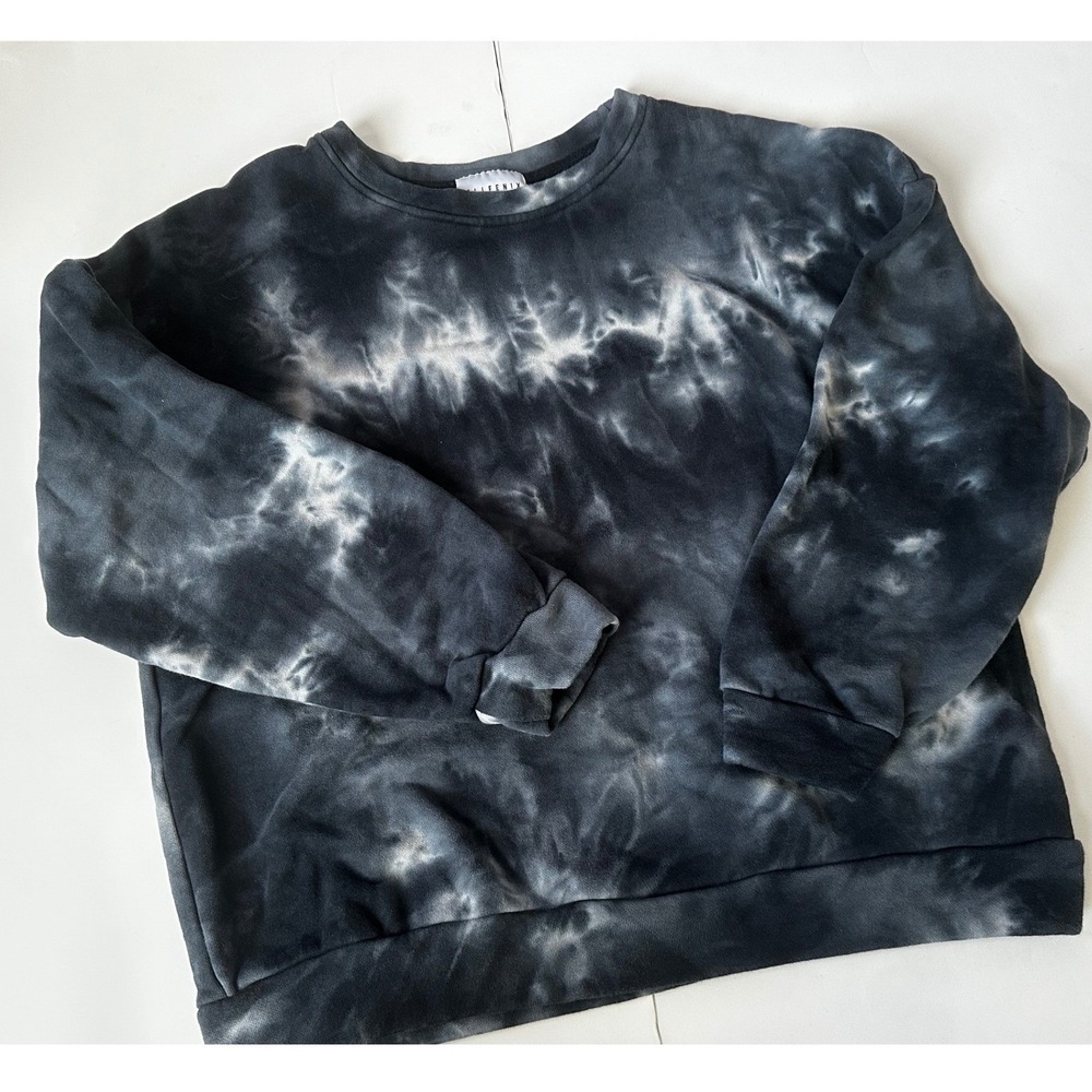 ALLFENIX by Anthropology Tie Dye Sweatshirt Black White Crewneck Pullover Small‎